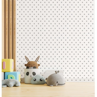 Papel De Parede Estrelinhas Cinzas Decoração Infantil VR408