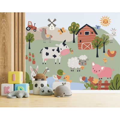 Papel De Parede Fazendinha Animais Bebê - VR634