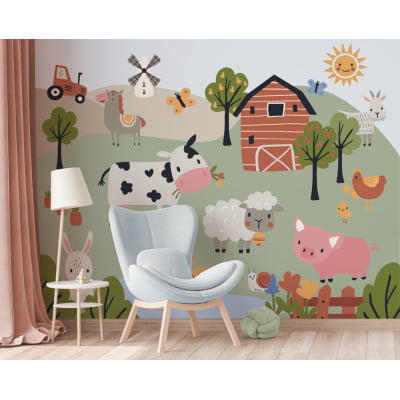 Papel De Parede Fazendinha Animais Bebê - VR634