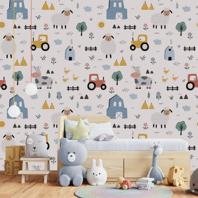 Papel De Parede Fazendinha Animais Ovelhinha Bebê - VR633