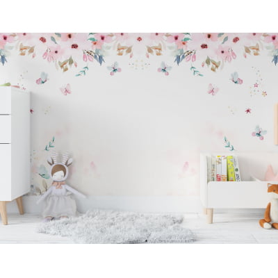 Papel De Parede Floral Menina Quartinho De Bebê VR214