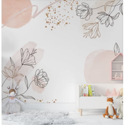 Papel de Parede flores desenhos rosas infantil feminino bebê  - VR696