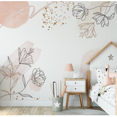 Papel de Parede flores desenhos rosas infantil feminino bebê  - VR696