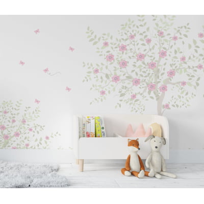 Papel De Parede Flores Jardim Borboletinhas De Bebê - VR621