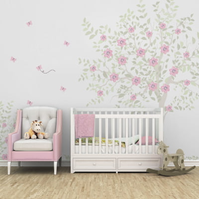 Papel De Parede Flores Jardim Borboletinhas De Bebê - VR621