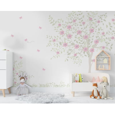 Papel De Parede Flores Jardim Borboletinhas De Bebê - VR621