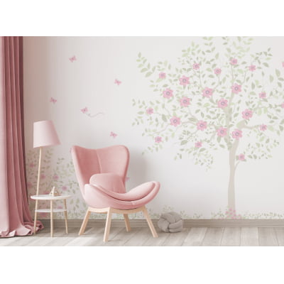 Papel De Parede Flores Jardim Borboletinhas De Bebê - VR621