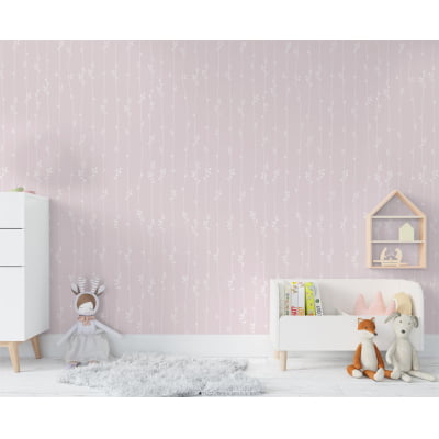 Papel De Parede Folhagens Menina Quarto Infantil Bebê VR571