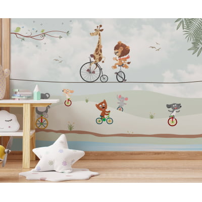 Papel De Parede Infantil Animais Safari Na Montanha VR402