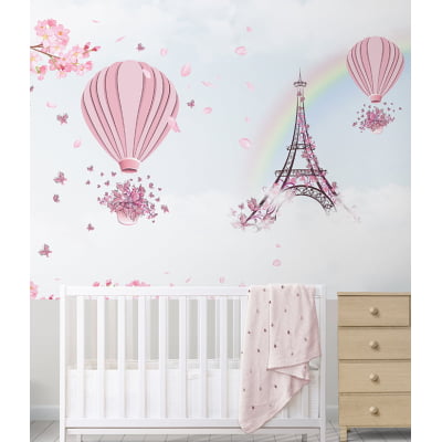 Papel de Parede Infantil Balões com Arco-Íris Paris - VR507