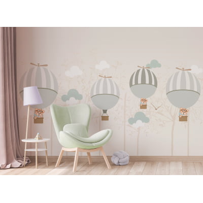 Papel de Parede Infantil Balões ursinhos floresta - VR373