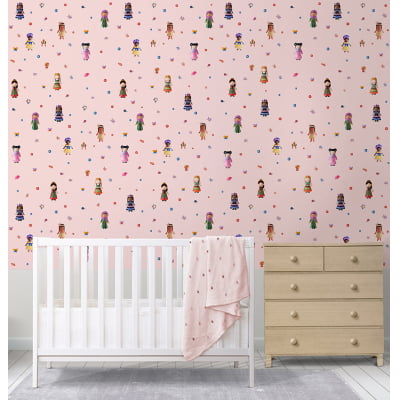 Papel de Parede Infantil Bonequinhas Menina- VR494