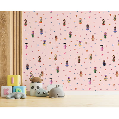 Papel de Parede Infantil Bonequinhas Menina