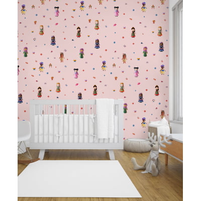 Papel de Parede Infantil Bonequinhas Menina