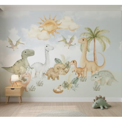 PAPEL DE PAREDE INFANTIL DINOSSAUROS - VR800