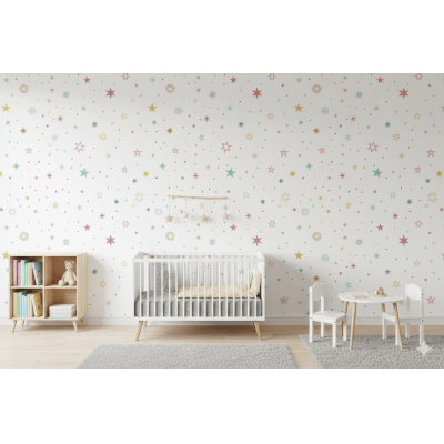 Papel de Parede Infantil Estrelas Coloridas VR782