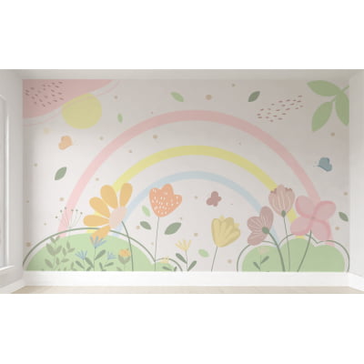 Papel de parede Infantil Floral Arco-iris - VR605