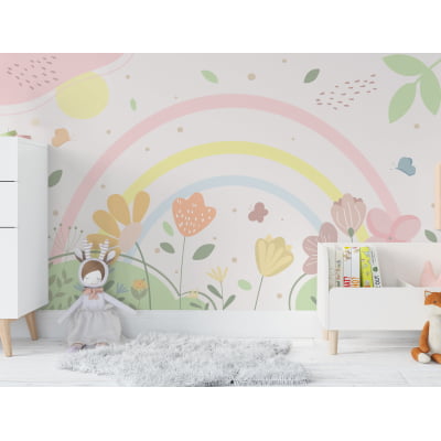 Papel de parede Infantil Floral Arco-iris - VR605