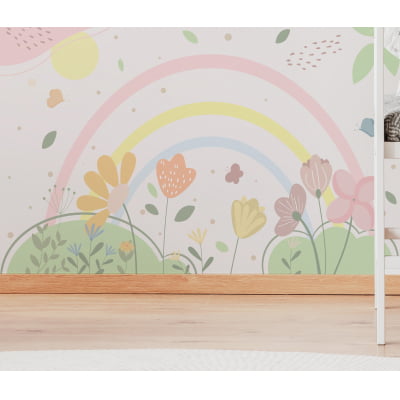 Papel de parede Infantil Floral Arco-iris - VR605