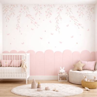 PAPEL DE PAREDE INFANTIL FLORAL COM RIPADO - VR809