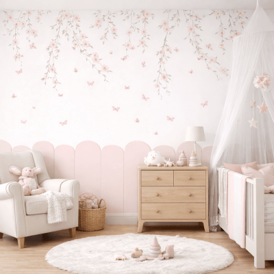 PAPEL DE PAREDE INFANTIL FLORAL COM RIPADO - VR809