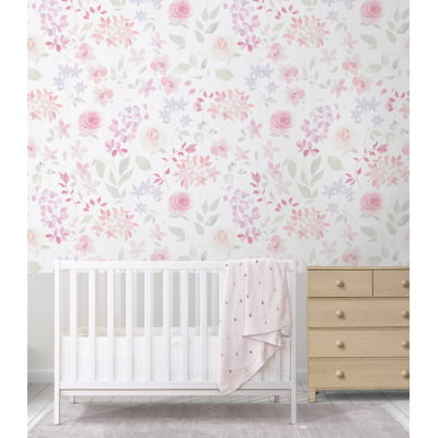 Papel de Parede Infantil Floral Rosas - VR521