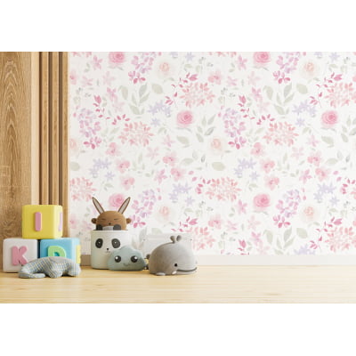 Papel de Parede Infantil Floral Rosas