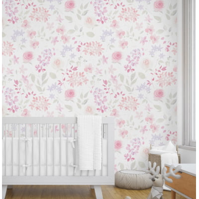 Papel de Parede Infantil Floral Rosas