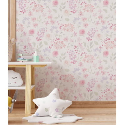 Papel de Parede Infantil Floral Rosas