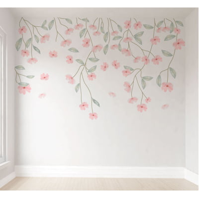 Papel de parede Infantil Floral Suspenso Rosas