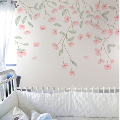 Papel de parede Infantil Floral Suspenso Rosas