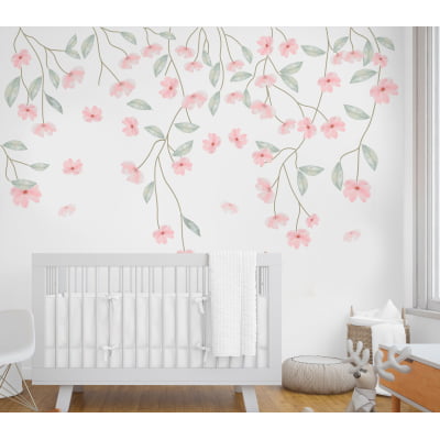 Papel de parede Infantil Floral Suspenso Rosas