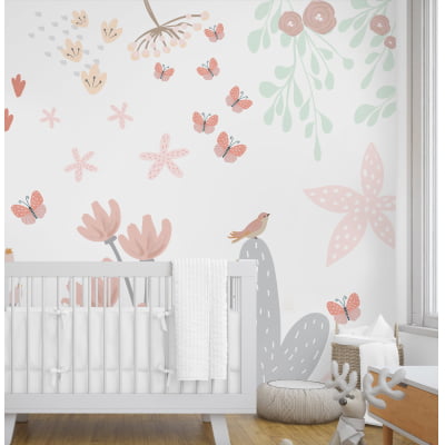 Papel de Parede Infantil Floral