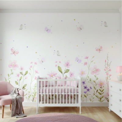 PAPEL DE PAREDE INFANTIL FLORAL 