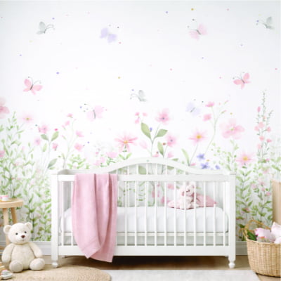 PAPEL DE PAREDE INFANTIL FLORAL 