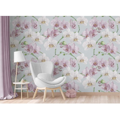 Papel de Parede Infantil Flores Delicadas Menina Rosa - VR735