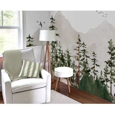 Papel de Parede Árvore Safari Floresta Quarto Bebê - VR559