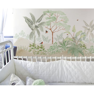 Papel de Parede Infantil Floresta Árvores Aquarela