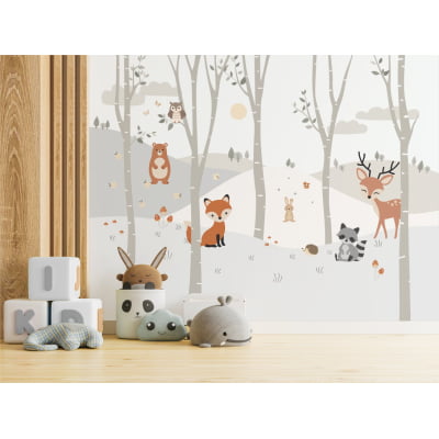 Papel de Parede Infantil floresta arvores safari - VR644