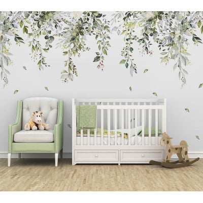 Papel de Parede infantil jardim suspenso folhagem floral - VR687