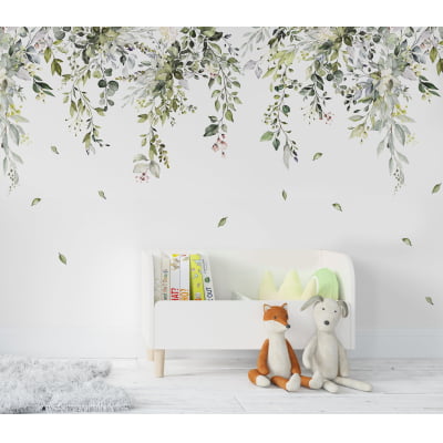 Papel de Parede infantil jardim suspenso folhagem floral - VR687