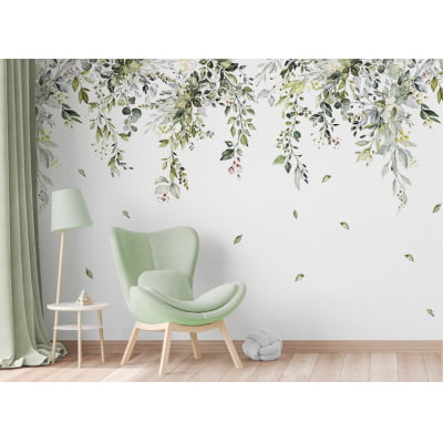 Papel de Parede infantil jardim suspenso folhagem floral - VR687