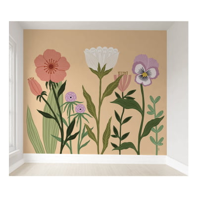 Papel De Parede Infantil Menina Floral Jardim Quarto Bebê VR217