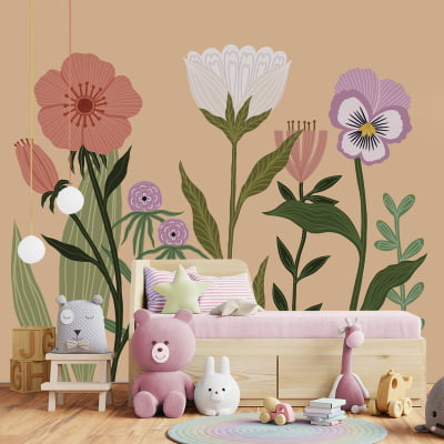 Papel de Parede Floral Jardim Infantil