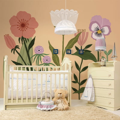 Papel de Parede Floral Jardim Infantil