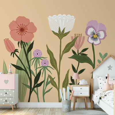 Papel de Parede Floral Jardim Infantil