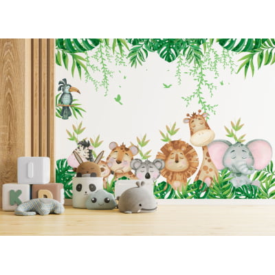 Papel de Parede Infantil Safari Amiguinhos da Floresta