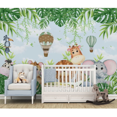 Papel de Parede Infantil Safari Amiguinhos da Floresta