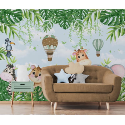 Papel de Parede Infantil Safari Amiguinhos da Floresta