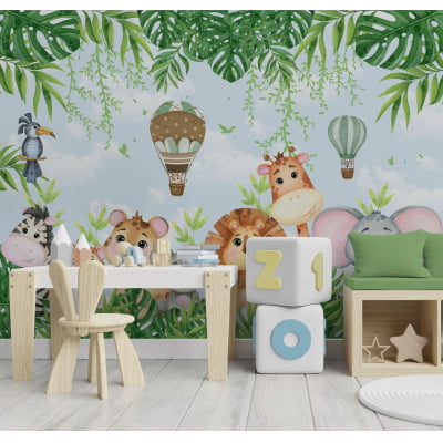 Papel de Parede Infantil Safari Amiguinhos da Floresta